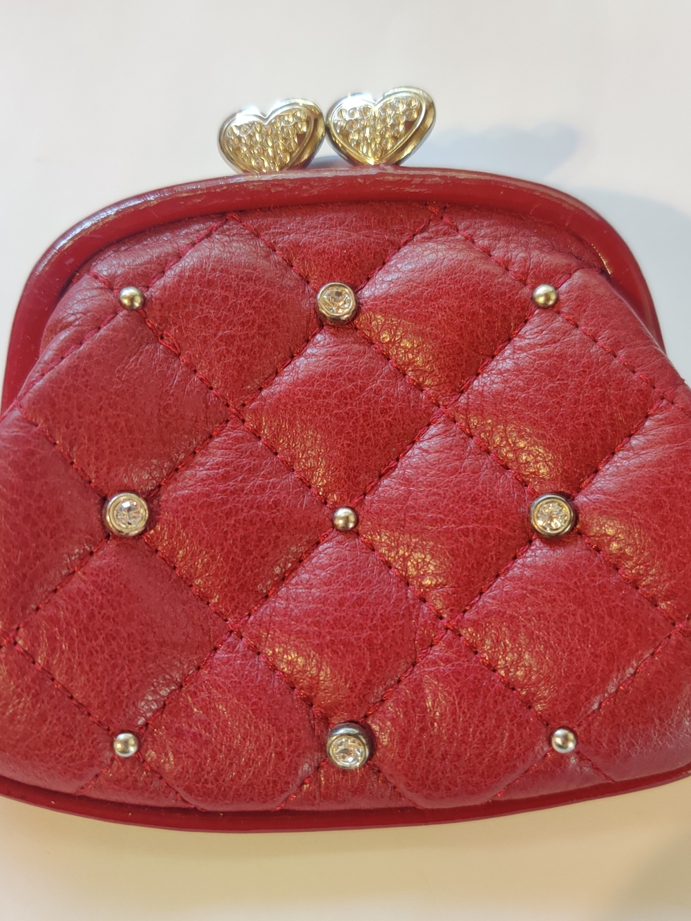 Brighton Quilted Heart-Clasp Small Coin Purse - Red